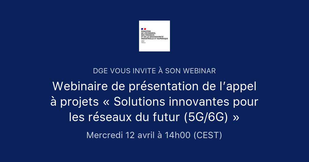 Webinaire de présentation de lappel à projets Solutions innovantes