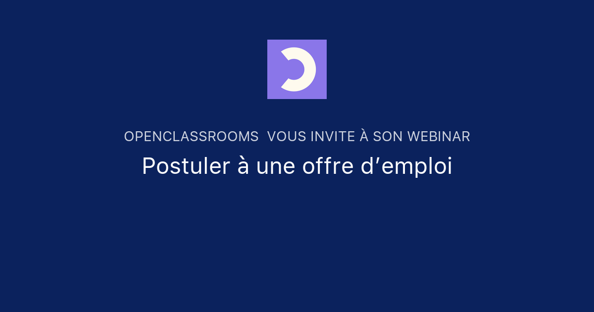 Postuler à une offre demploi OpenClassrooms