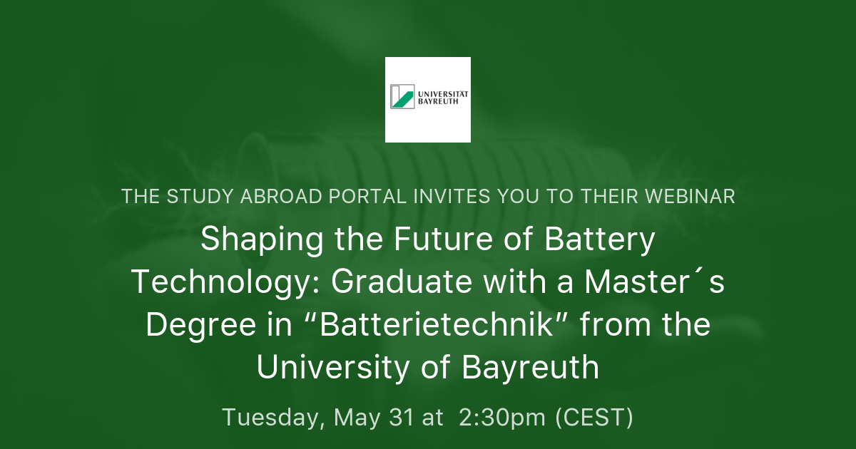 Shaping the Future of Battery Technology: Graduate with a Master´s ...
