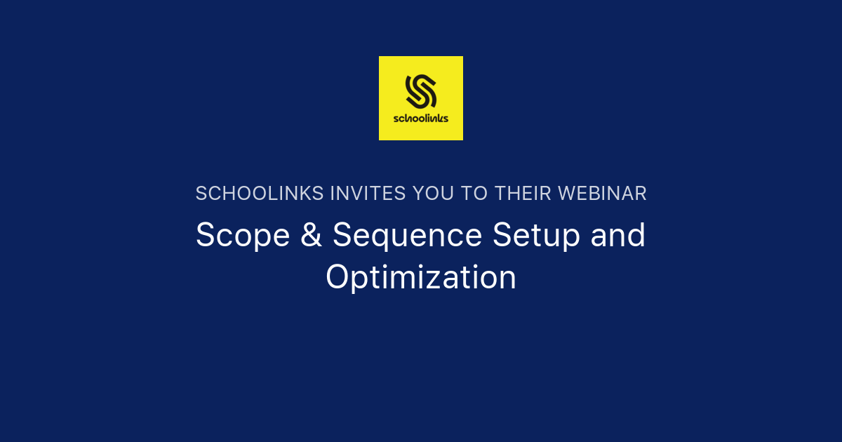 Sequence Setup Scope & Sequence Setup and Optimization | SchooLinks
