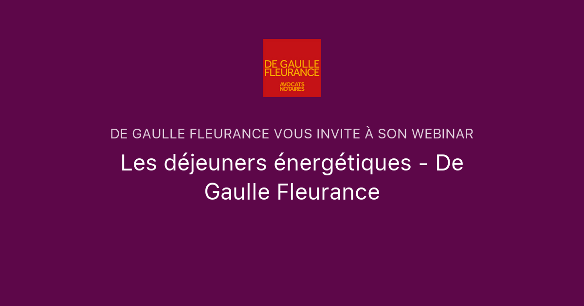 Déjeuner énergétique Janvier 2025 De Gaulle Fleurance