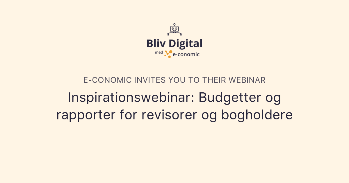 Inspirationswebinar: Budgetter Og Rapporter For Revisorer Og Bogholdere ...