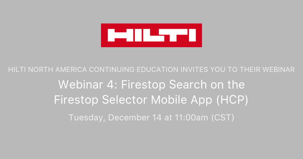 inar 4 Firestop Search on the Firestop Selector Mobile App (HCP