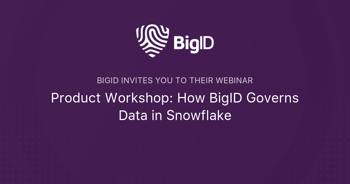 Product Workshop: How BigID Governs Data in Snowflake | BigID