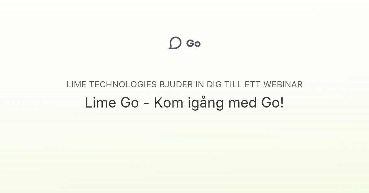 Lime Go - Kom igång med Go! | Lime Technologies