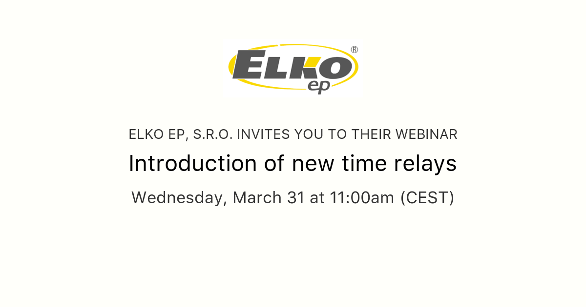 Introduction Of New Time Relays Elko Ep S R O