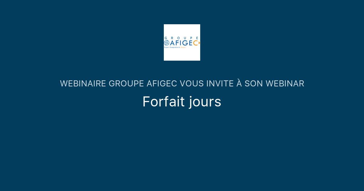 Forfait jours Webinaire Groupe Afigec