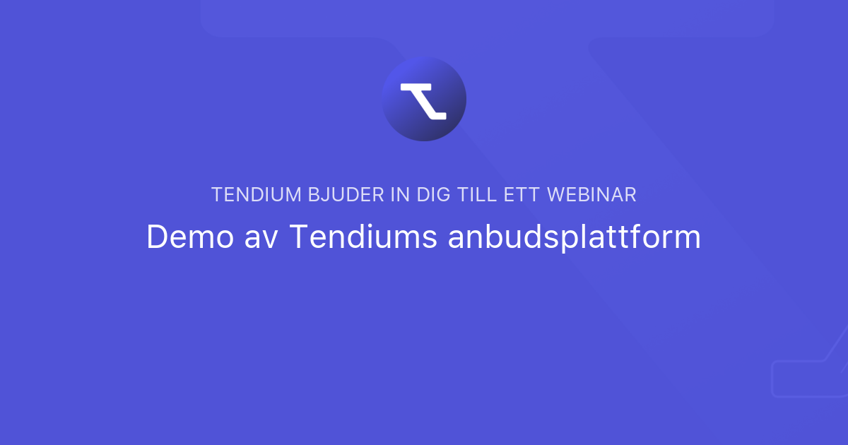 Demo Av Tendiums Anbudsplattform | Tendium