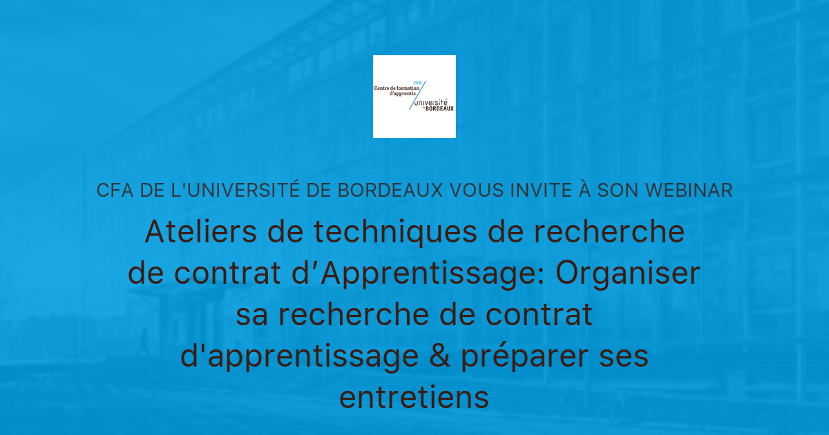 Ateliers De Techniques De Recherche De Contrat Dapprentissage