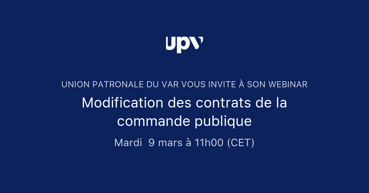 Modification Munion Pak Modification des contrats de la commande publique | Union Patronale du Var