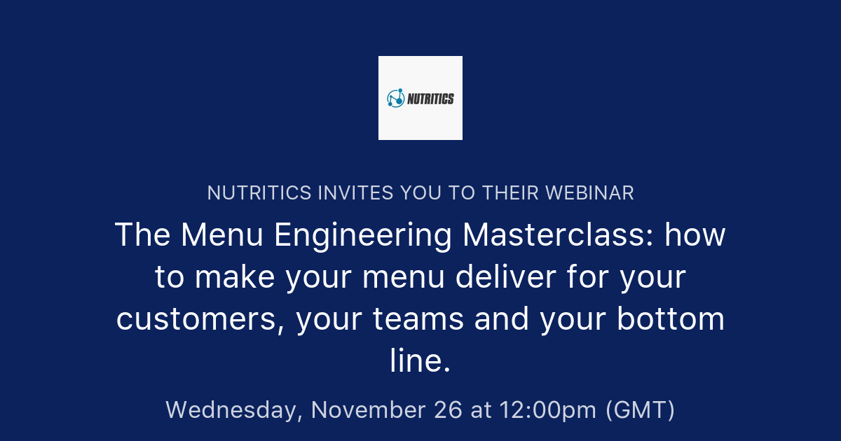 Menu Engineering Training The Menu Engineering Masterclass: how to make your menu deliver for ...