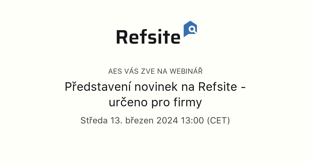 Představení novinek na Refsite - určeno pro firmy | Refsite