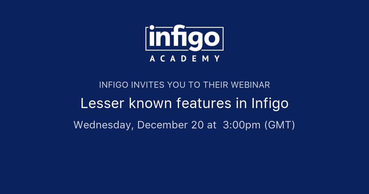 Lesser known features in Infigo | Infigo