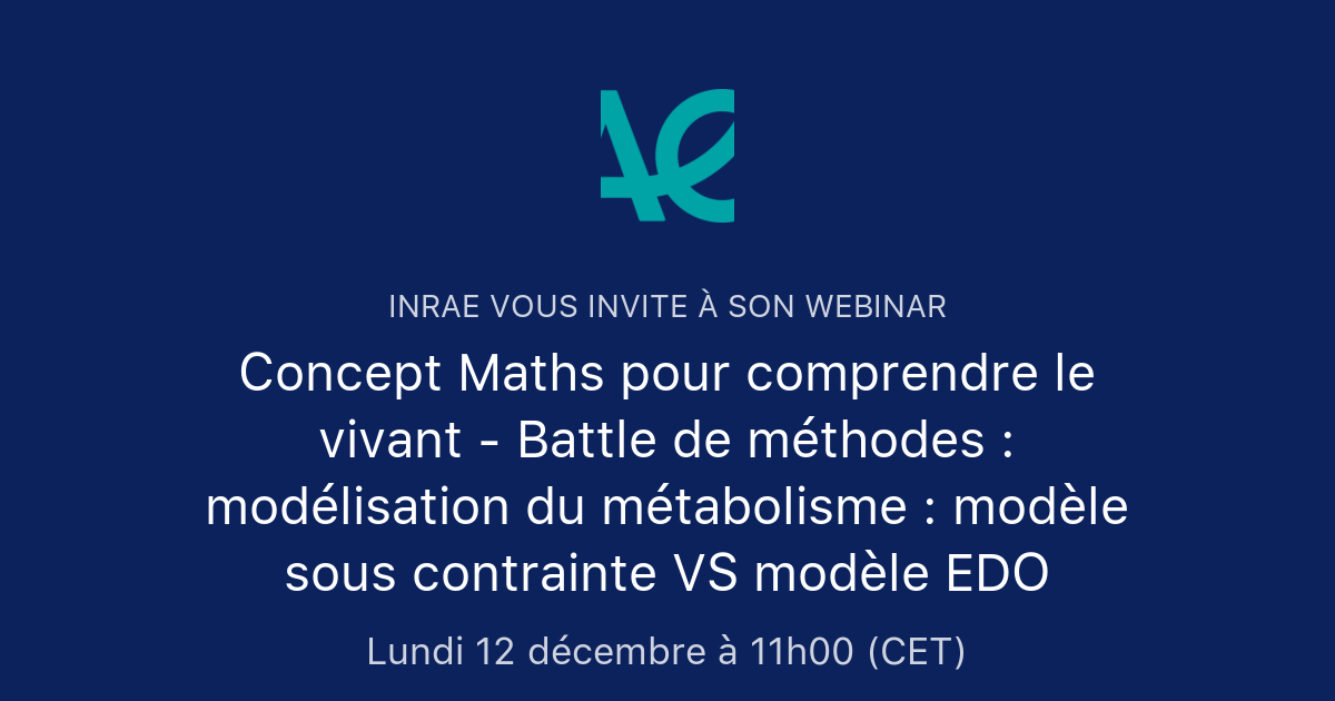 Concept Maths Pour Comprendre Le Vivant Battle De M Thodes Mod Lisation Du M Tabolisme