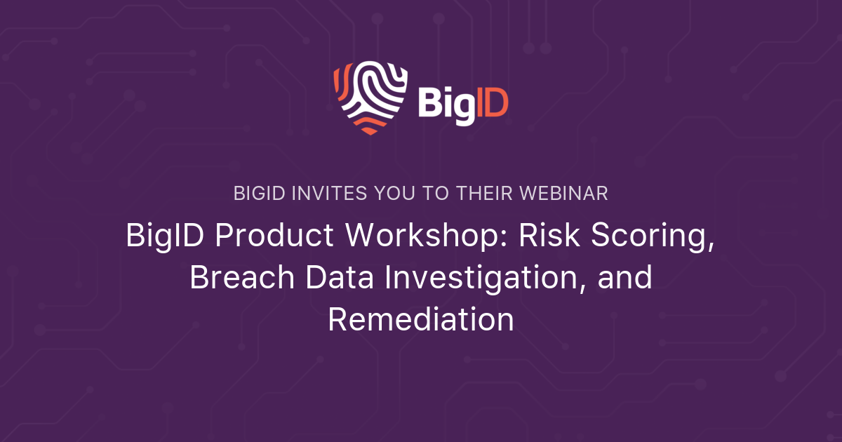 BigID Product Workshop: Risk Scoring, Breach Data Investigation, and ...