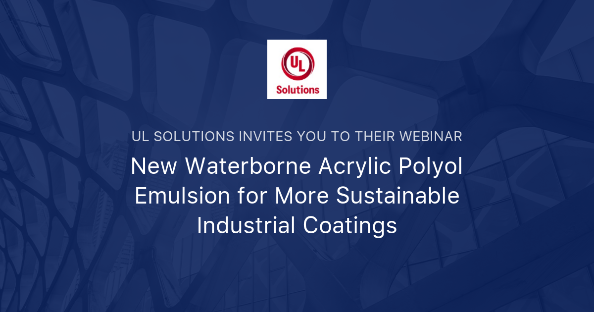 New Waterborne Acrylic Polyol Emulsion for More Sustainable Industrial ...