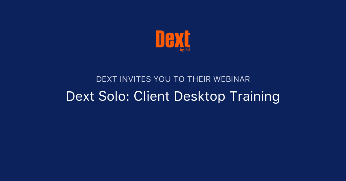 Dext Solo: Client Desktop Training | Dext