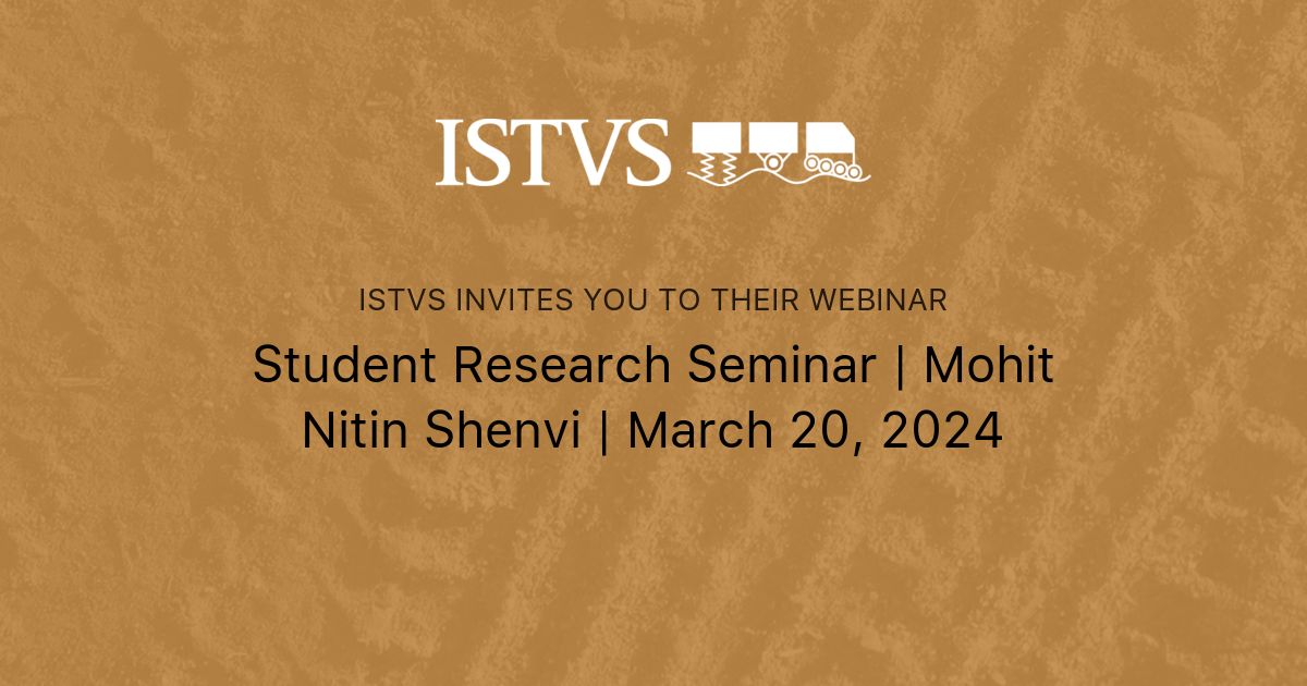 Student Research Seminar Mohit Nitin Shenvi March 20 2024 Istvs